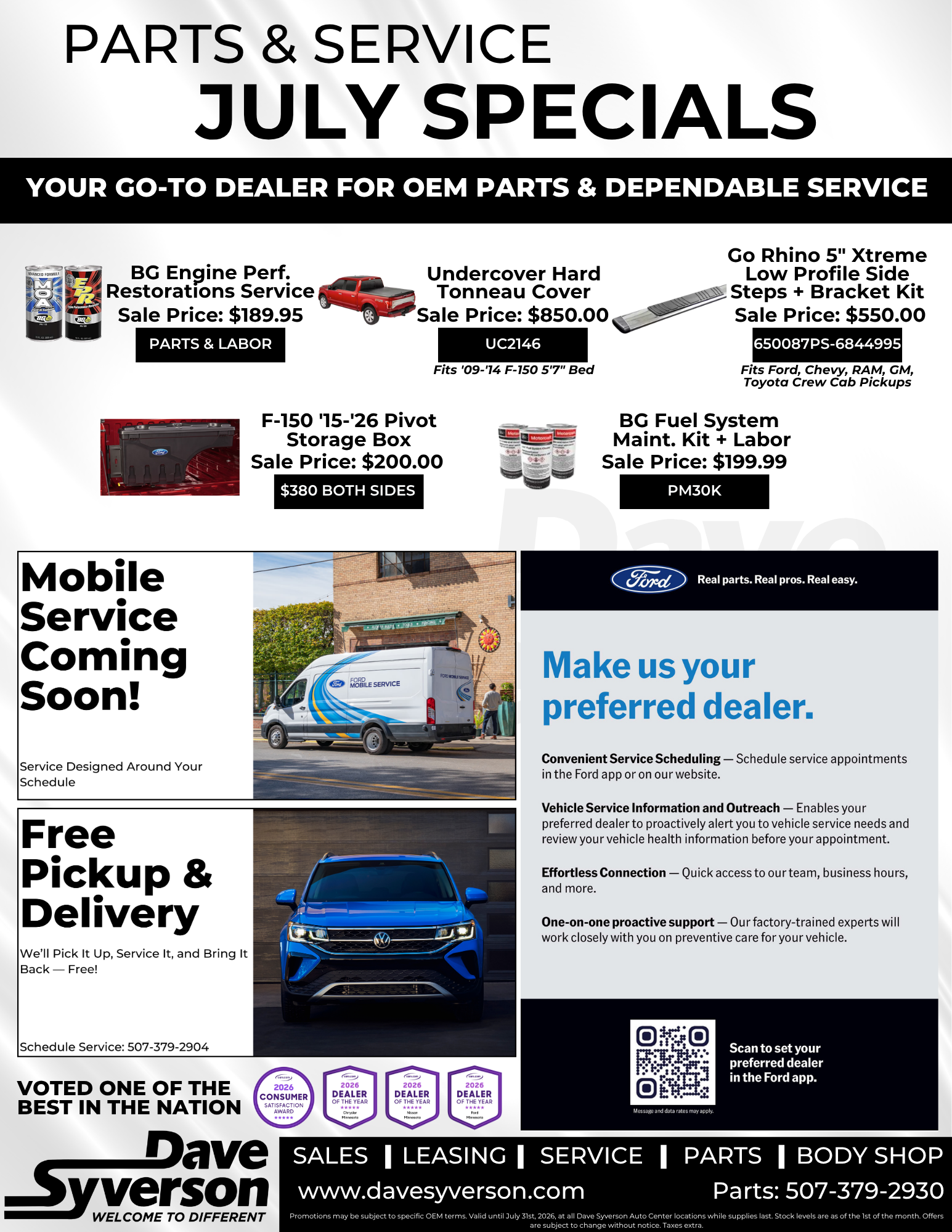 Monthly Specials